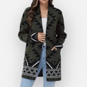 Frye Womens' Southwestern Patterned Jacquard Cardigan